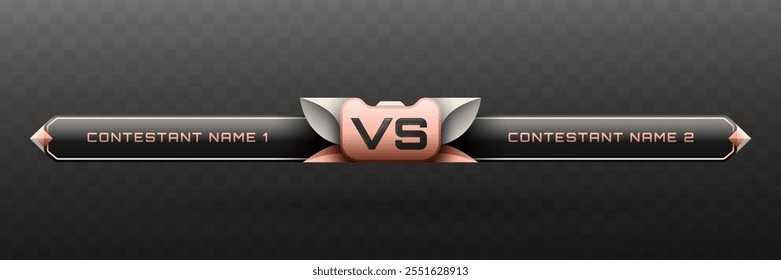 Game Versus Lower Third in Metallic Black, Silver and Salmon Color Theme for Esports, Gaming, and Sports Broadcasts