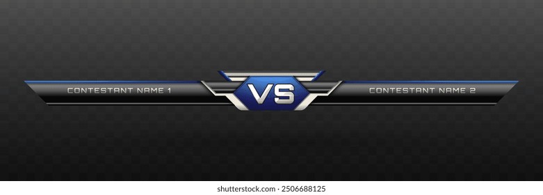 Game Versus Lower Third in Navy Blue, Silver and Metallic Black Theme for Esports, Gaming, and Sports Broadcasts