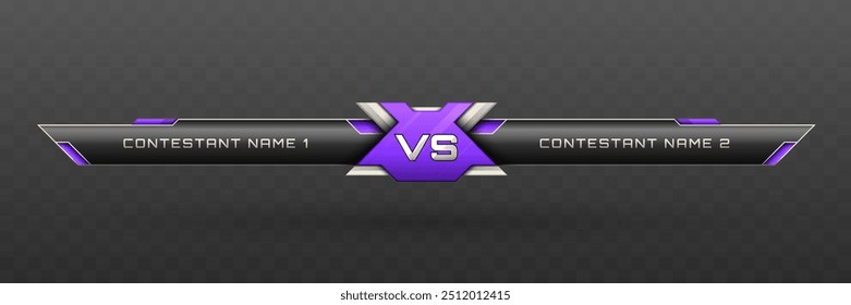 Game Versus Lower Third in Purple, Silver and Metallic Black Color Theme for Esports, Gaming, and Sports Broadcasts