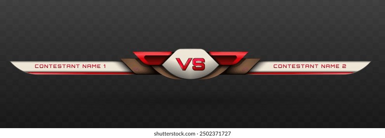 Game Versus Lower Third in Red, Brown and Metallic Silver Theme for Esports, Gaming, and Sports Broadcasts