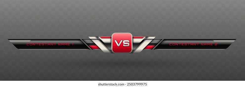 Game Versus Lower Third in Red, Silver and Metallic Black Theme for Esports, Gaming, and Sports Broadcasts