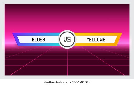 Game Versus Screen. Fight Backgrounds Against Each Other. Battle. Team vs Team. Sport or Gaming. Vector Illustration.