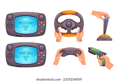 Juego aislado de consola de juego de videojuegos joystick control de vídeo de juegos. Ilustración gráfica del diseño del vector
