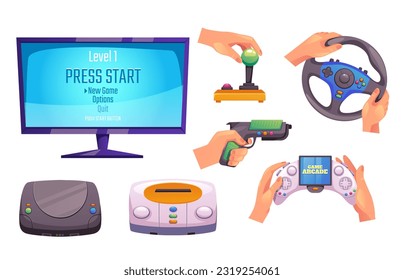 Juego aislado de consola de juego de videojuegos joystick control de vídeo de juegos. Ilustración gráfica del diseño del vector