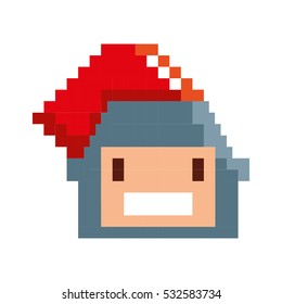 game warrior pixelated icon vector illustration design