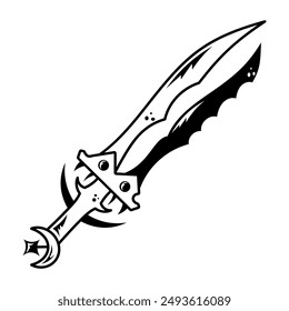 Icono de arma de juego diseñado en estilo de línea 