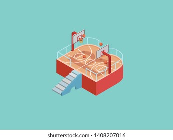 Game website concept of web page design include basketball player vector flat illustration. for website or mobile website