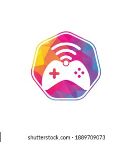 Game wifi logo design template vector. joystick and wifi logo combination. 