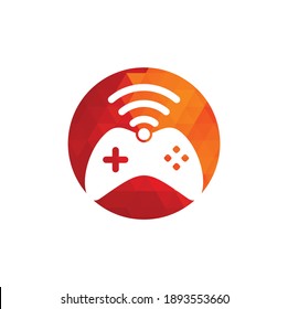 Game wifi logo design template vector. joystick and wifi logo combination. Gamepad and signal symbol or icon