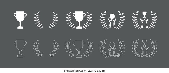 Game winner graphic elements. Vector stock illustration isolated on black chalkboard background for design web page, print packaging materials, social media template. EPS10 