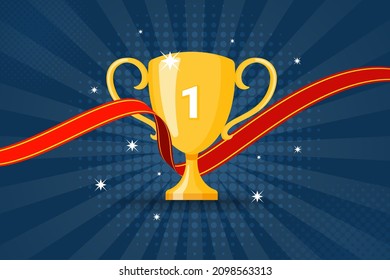 Game winner prize cups. Gold trophy cups. Goblet prize icons vector illustration.