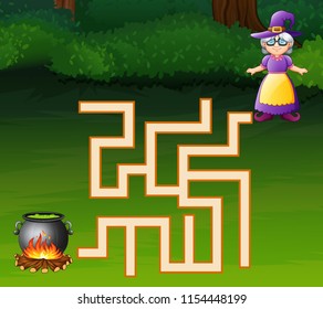 Game witch maze find their way to the for a cauldron