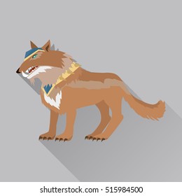 Game wolf avatar icon isolated on white background. Steady strong great dog wolf. Stylized fantasy character. War concept. Part of series of game objects in flat design. Vector illustration.
