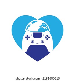 Game world vector logo design. Globe and game console vector icon logo.	