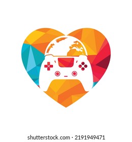 Game world vector logo design. Globe and game console vector icon logo.	