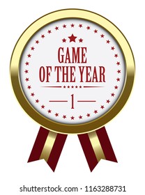 Game of The Year. Vector Badge with Ribbon.