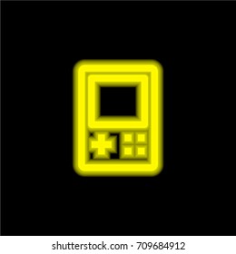 Game yellow glowing neon ui ux icon. Glowing sign logo vector