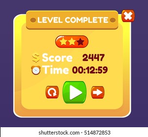 Game yellow level complete icons buttons