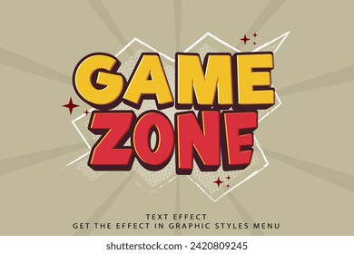 Game Zone 3d cartoon template style premium vector with editable text effect