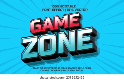 Game Zone 3d editable vector text style effect