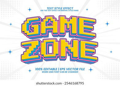 efeito de texto editável estilo de desenho animado plano da Zona de Jogo 3D