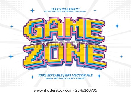 Game Zone 3D flat cartoon style editable text effect