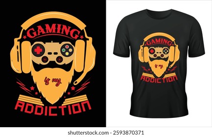 Game zone, Gaming is my addiction t shirt design with gamepad and paint splatter. Perfect gift for gamers.