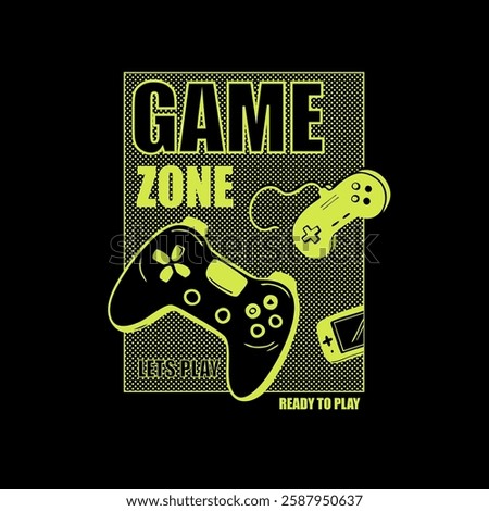 Game Zone lets play video game station joystick vector illustration