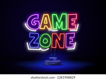 Game Zone Logo Vector Neon. Game Room neon sign board, design template, Gaming industry advertising,