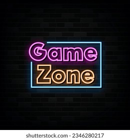 Neon-Zeichen für Game Zone Vectordesign Vorlage Neon Style