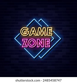 Game Zone Neon Text Vector, Neon Sign Symbol, Light banner, Light art.