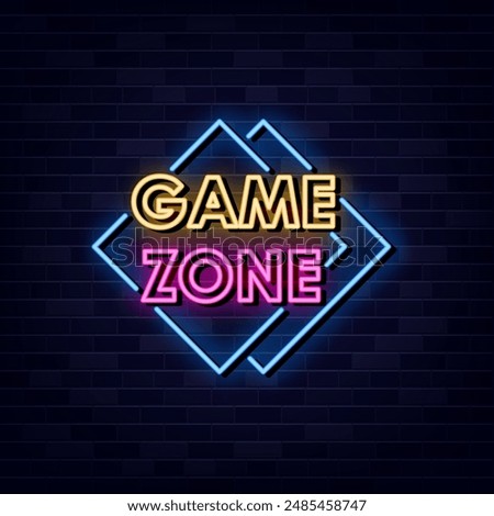 Game Zone Neon Text Vector, Neon Sign Symbol, Light banner, Light art.