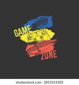 Game Zone surf skate gamepad grunge vector illustration