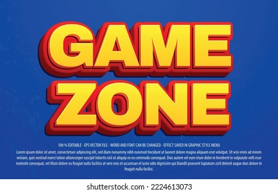 Game zone text effect with 3d style use for logo and business brand