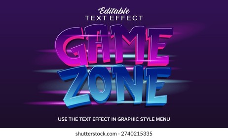 game zone text effect 3d style vector editable