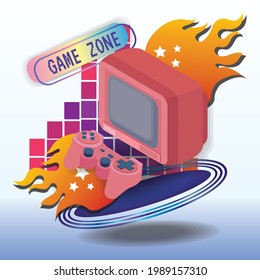 Game zone vector art icon 
