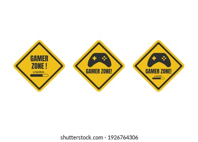 Game Zone Yellow Sign. gamer zone loading.vector illustration