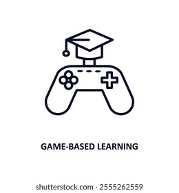 game-based learning outline icon.  Thin line icon from e learning and education collection. Editable vector isolated on white background