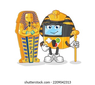 the gameboy ancient egypt cartoon. cartoon mascot vector