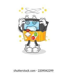 la mascota de la cabeza mareada del gameboy. vector de dibujos animados