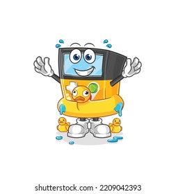 the gameboy with duck buoy cartoon. cartoon mascot vector
