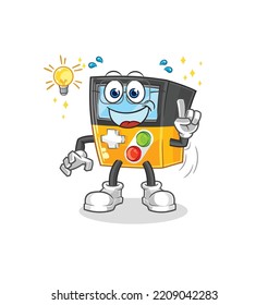 the gameboy got an idea cartoon. mascot vector