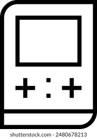 icono de gameboy. Diseño de estilo lineal delgado aislado sobre fondo blanco