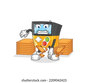 the gameboy karate mascot. cartoon vector