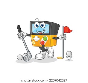 the gameboy playing golf vector. cartoon character