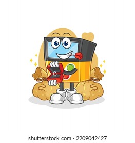 the gameboy propose with ring. cartoon mascot vector