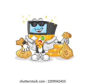the gameboy rich character. cartoon mascot vector