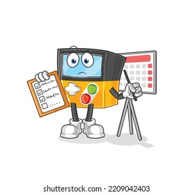 the gameboy schedule list vector. cartoon character