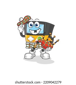 the gameboy scottish with bagpipes vector. cartoon character