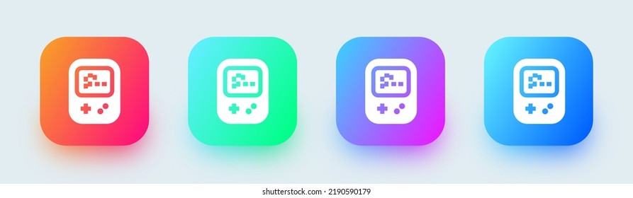 Gameboy solid icon in square gradient colors. Retro console signs vector illustration.